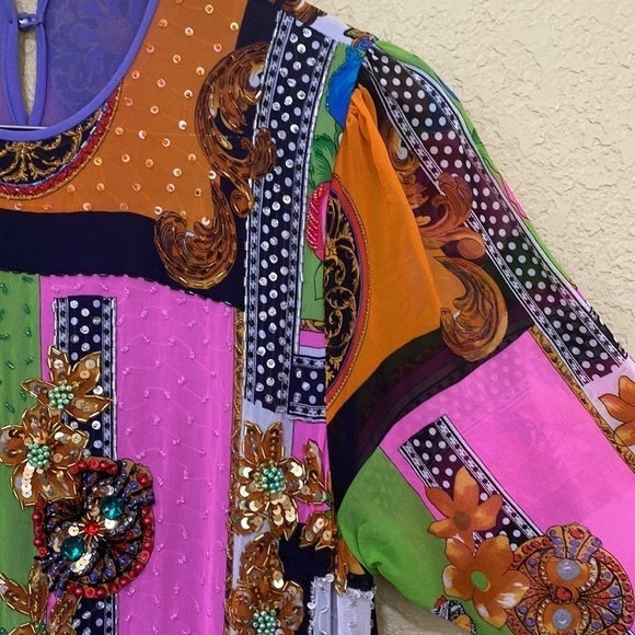 DIANE Freis Vintage 100% Silk Beaded Chinese Dynasty Cocktail !RARE! - Picture 8 of 13